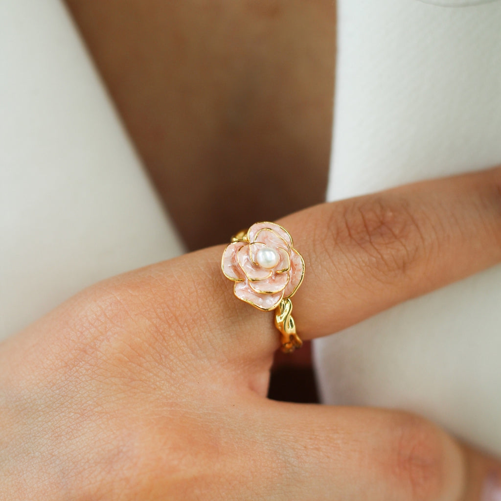 ANILLO ROSA - Chapado en oro