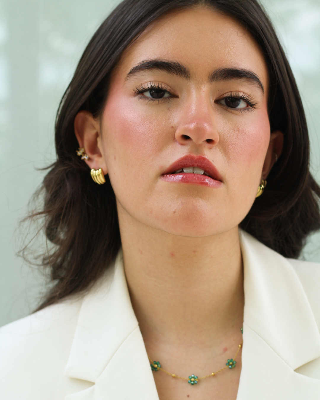 COLLAR FLORES VERDE JADE