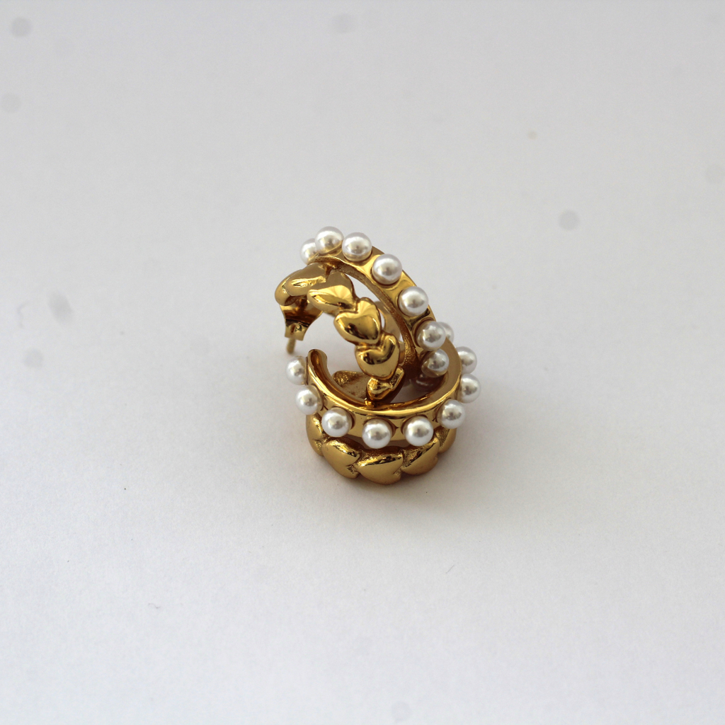 ARETES CORAZÓN Y PERLAS