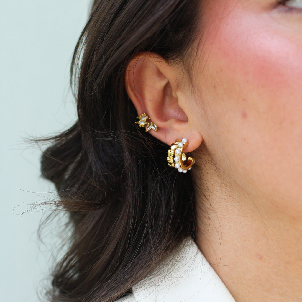 ARETES CORAZÓN Y PERLAS