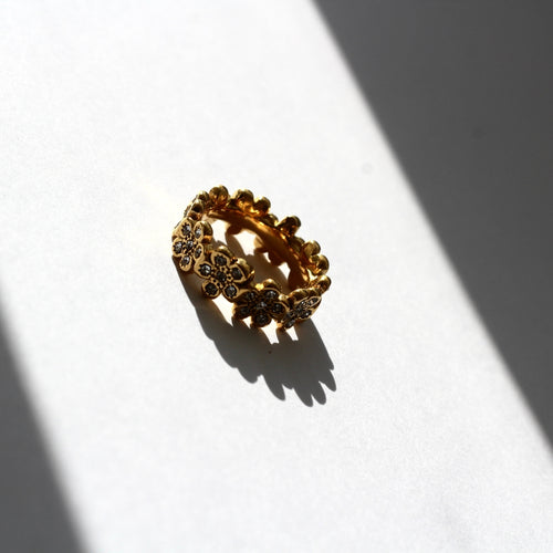 ANILLO FLORES - Chapado en oro