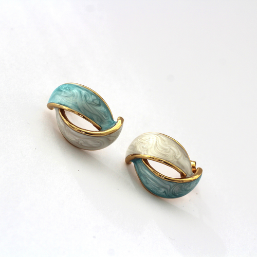 ARETES BICOLOR AZUL Y BLANCO