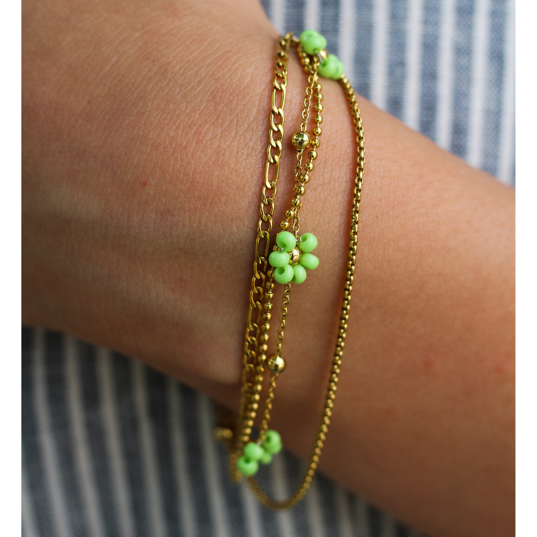 PULSERA FLORES VERDES